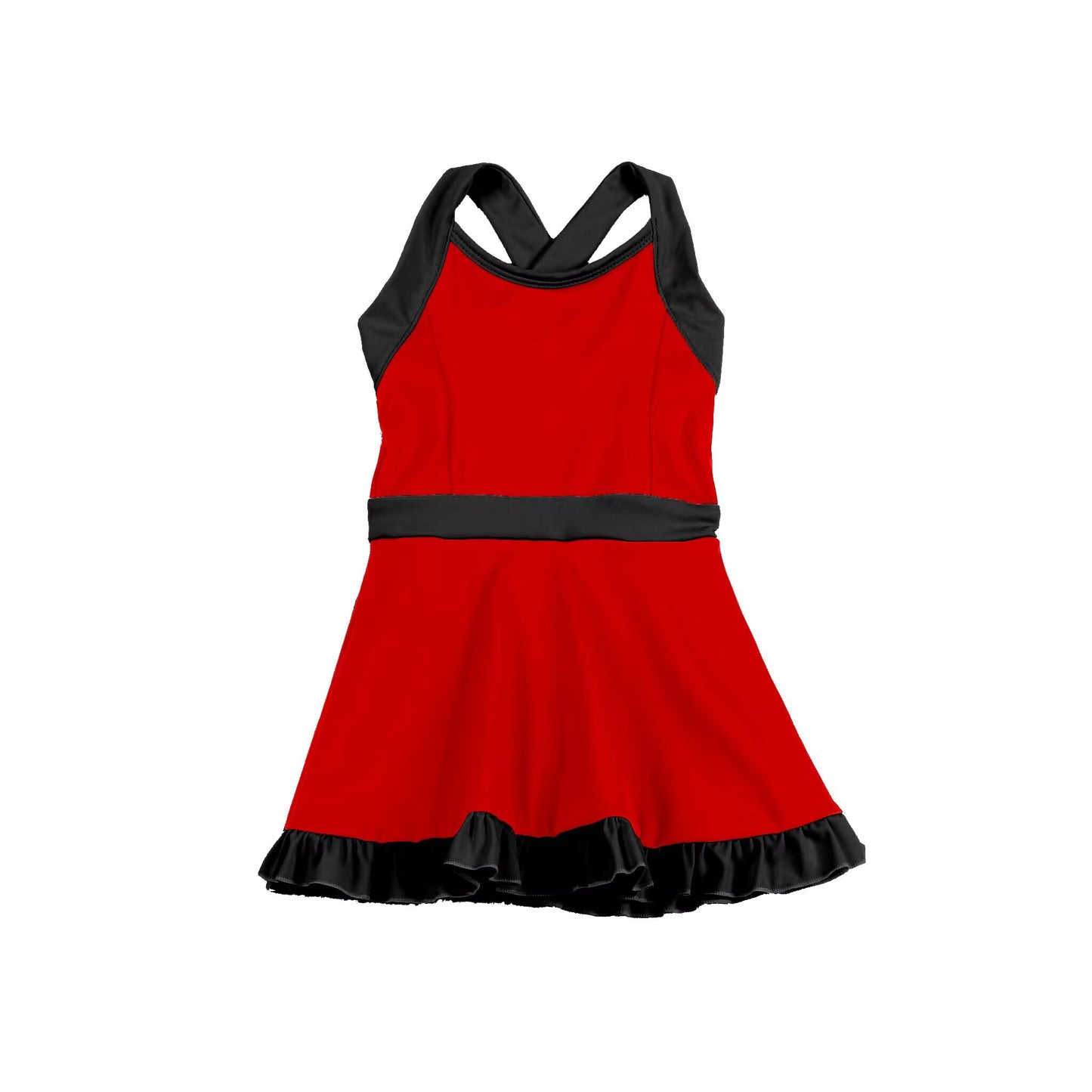 custom moq 3 eta 6-7weeks baby girls clothes red and black sleeveless Dress