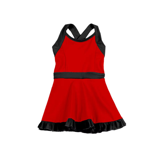 custom moq 3 eta 6-7weeks baby girls clothes red and black sleeveless Dress