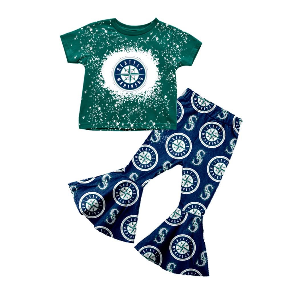 Custom moq 5 mix size milk silk eta 6-8weeks summer team green baby girls clothes team short sleeve pants sets-25.7.15