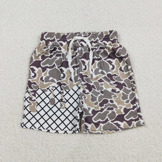 RTS NO MOQ（In Stock) Brown-green camouflage waffle shorts