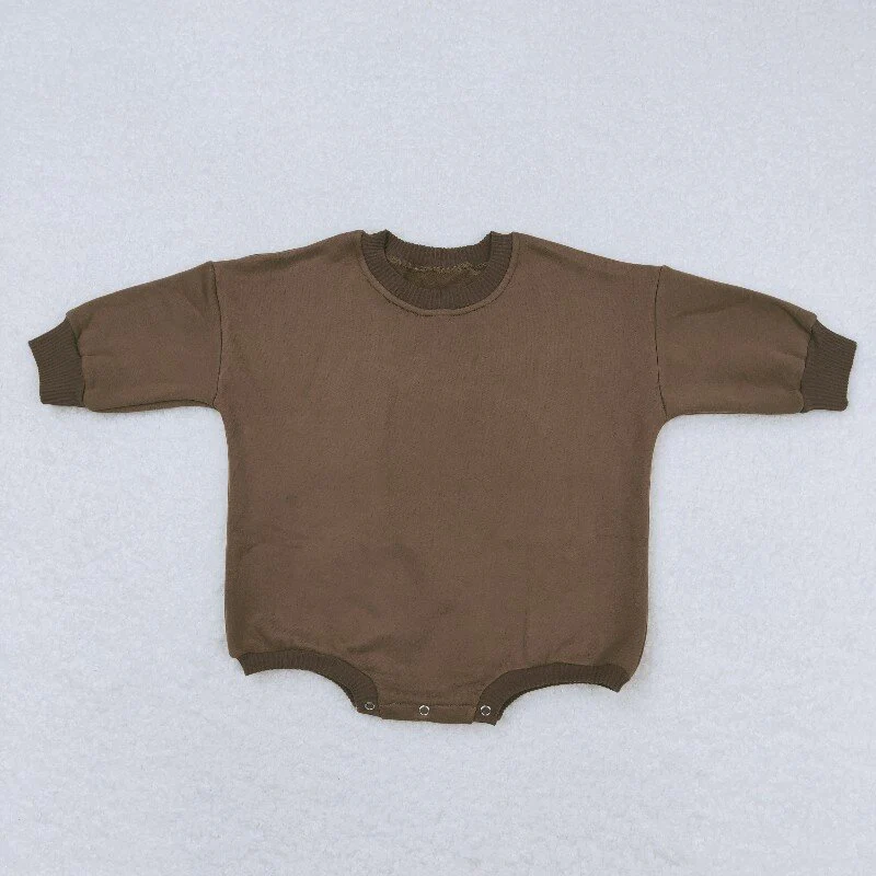 RTS NO MOQ Sibling baby girl boys clothes Fleece-lined long-sleeved bodysuits