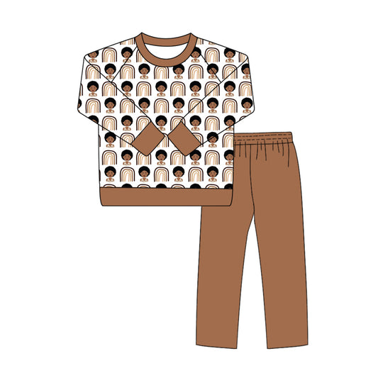 25.9.30 custom each style moq 8 eta 6-8week Sibling Sisters baby boy long sleeve pants sets 2 match family design