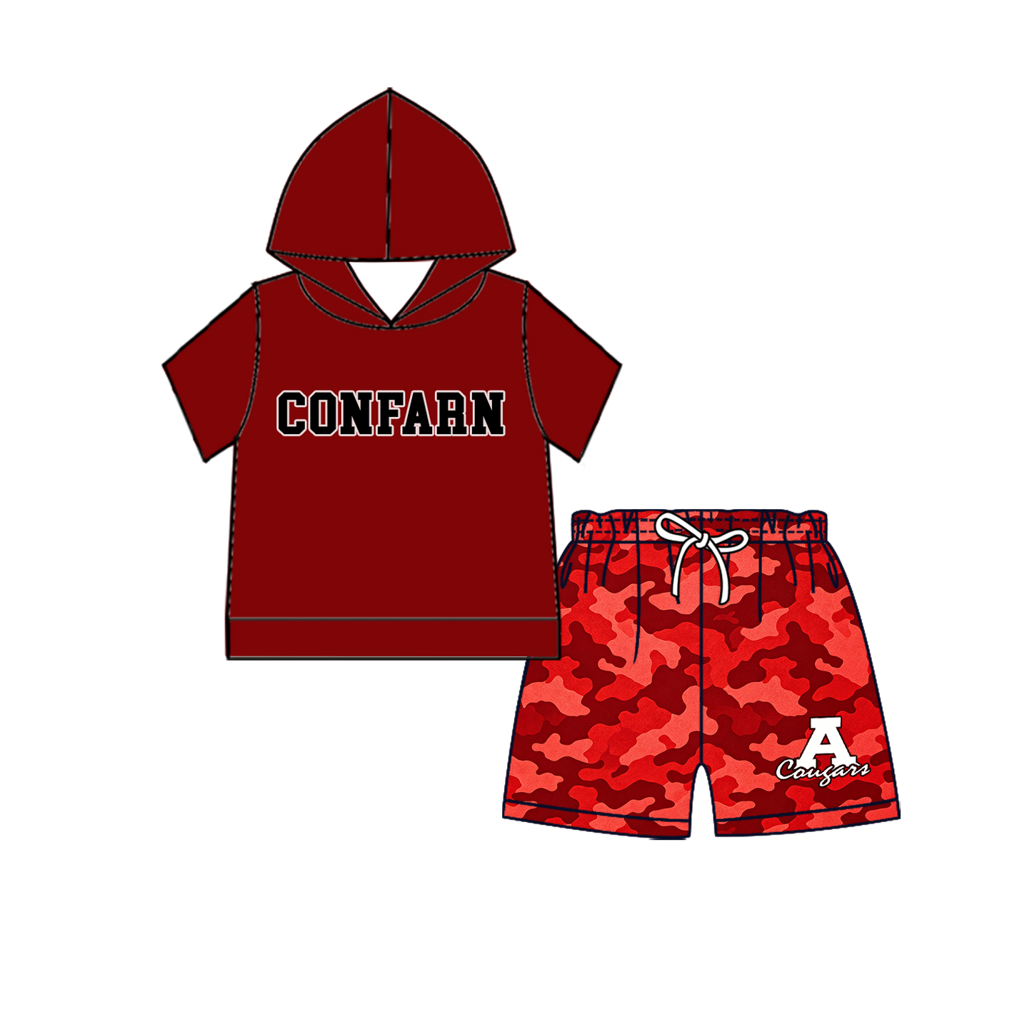 custom moq 5 mix size MSD070606 Baby Kids Short Sleeve Hooded Top And Elastic Waist Shorts Clothes Set