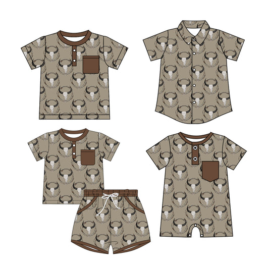 25.10.22 custom each style moq 5 eta 6-8 week Sibling Sister cow head baby boy short sleeve shorts sets and boy rompers and top 2 match family design