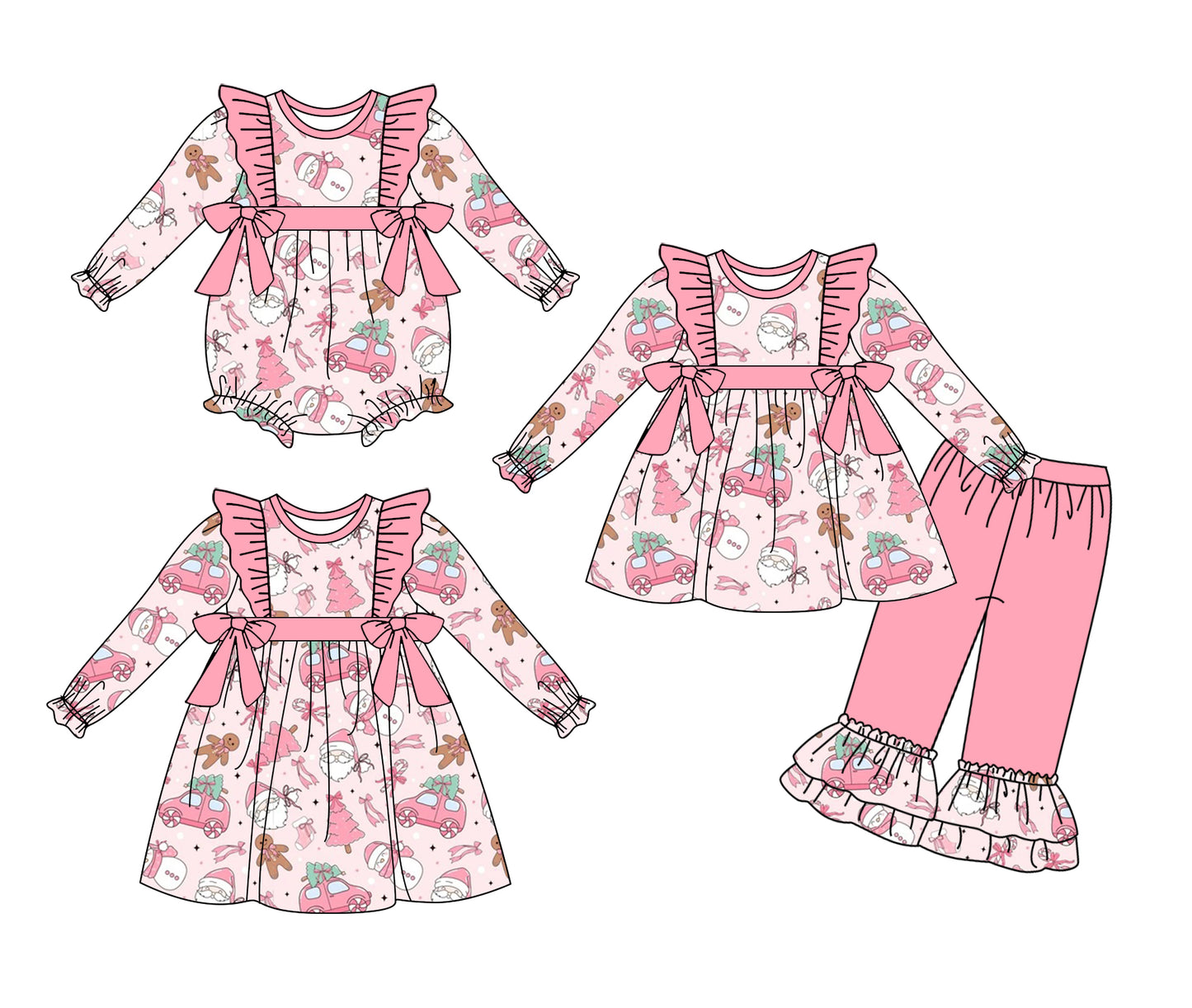 25.8.14 custom each style moq 5eta 4-6week Sibling Sisters Christmas baby girl long sleeve pants sets and dress and rompers match family design