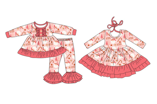 25.7.21 custom each style moq 5eta 4-6week Sibling Sisters Christmas baby girl long sleeve pants sets and dress match family design