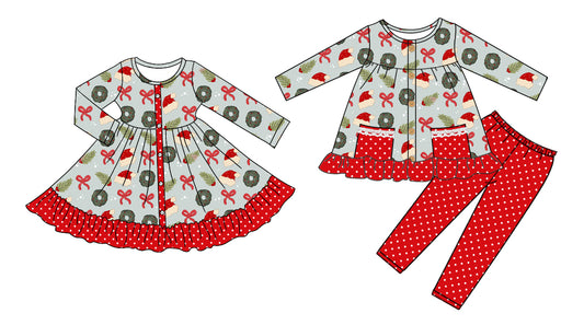 25.6.5 custom each style moq 5eta 4-6week Sibling Sisters Christmas baby girl long sleeve pants sets and dress match family design