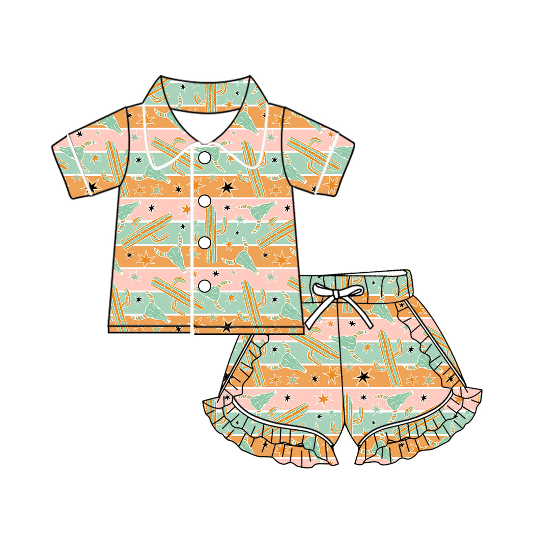 10.23 custom each style moq 5eta 4-6week baby kids clothes catcus short sleeve shorts pajamas sets
