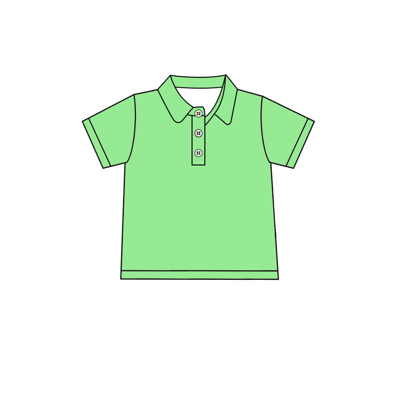 Custom moq 5 boys Blank Cotton short-sleeved polo shirt Light Lime Green Short-Sleeve Polo Shirt