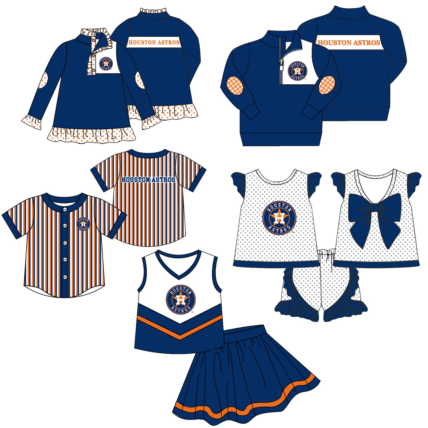 Custom moq 5 mix size milk silk summer teams Girls Navy Blue Long Sleeve Top Matching Short Sleeve Set Boys Tops