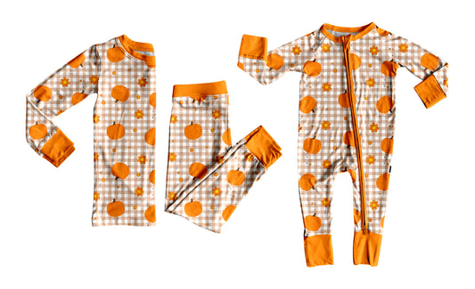 25.7.9 custom each style moq 5eta 4-6week Sibling Sister pumpkin floral baby boy long sleeve pants sets and rompers match family design