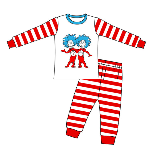 10.19 custom each style moq 5eta 4-6week baby boys clothes dr seuss red striped long sleeve pants sets