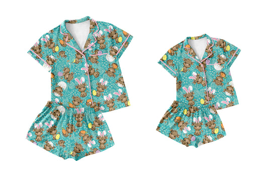 25.9.22 custom each style moq 5eta 4-6week Sibling Sister bunny baby short sleeve shorts sets and adult set match design