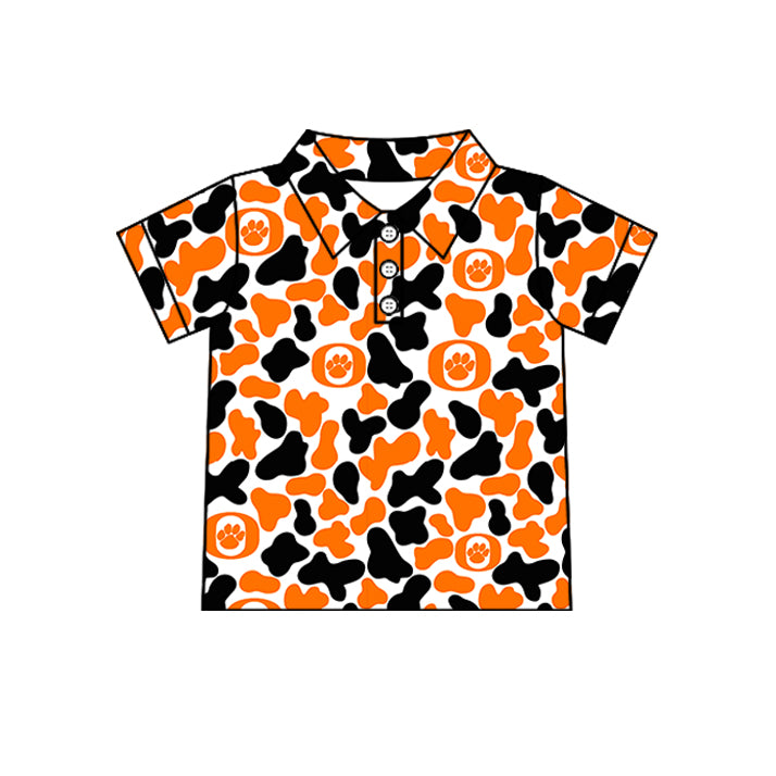 Custom moq 5 mix size summer teams Baby Boys Camo Button Short Sleeve Polo Shirt