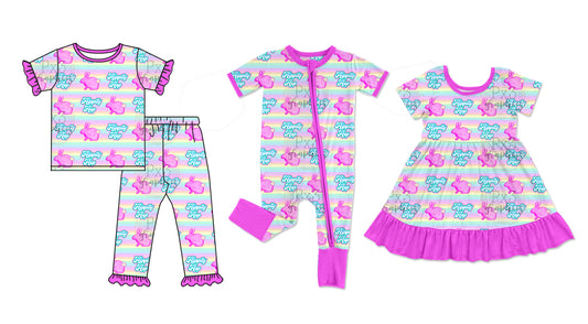 11.28 custom each style moq 5eta 4-6week Sibling Sister easter baby girl sets and dress and rompers match family design