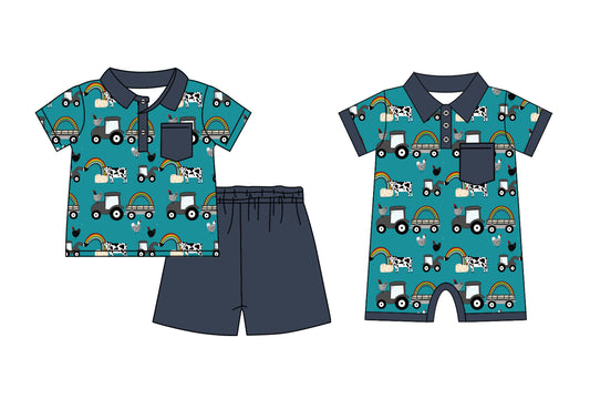 11.23 custom each style moq 5eta 4-6week Sibling Sister raibnow baby boy short sleeve shorts sets and rompers match design