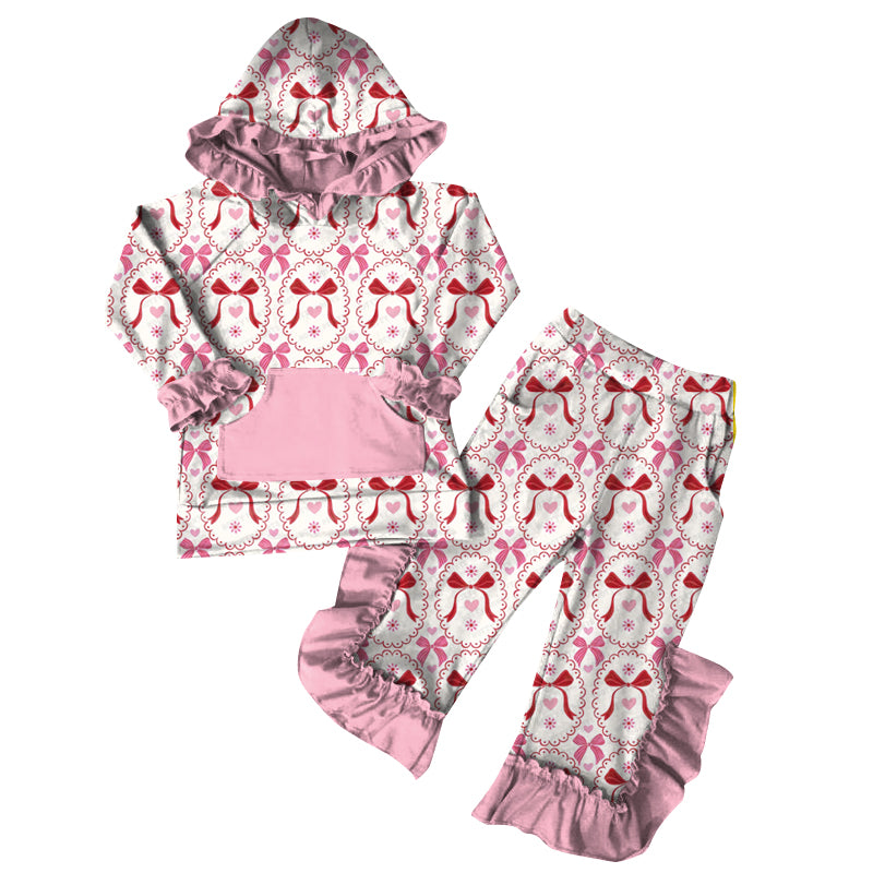 25.10.17 custom each style moq 5 eta 6-8week Sibling Sisters baby girl hooded long sleeve pants sets 6 match family design