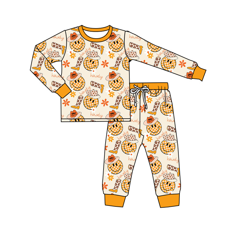 6.17 custom each style moq 5eta 4-6 week Sibling Sister smiley orange boys outfits and romper match family design