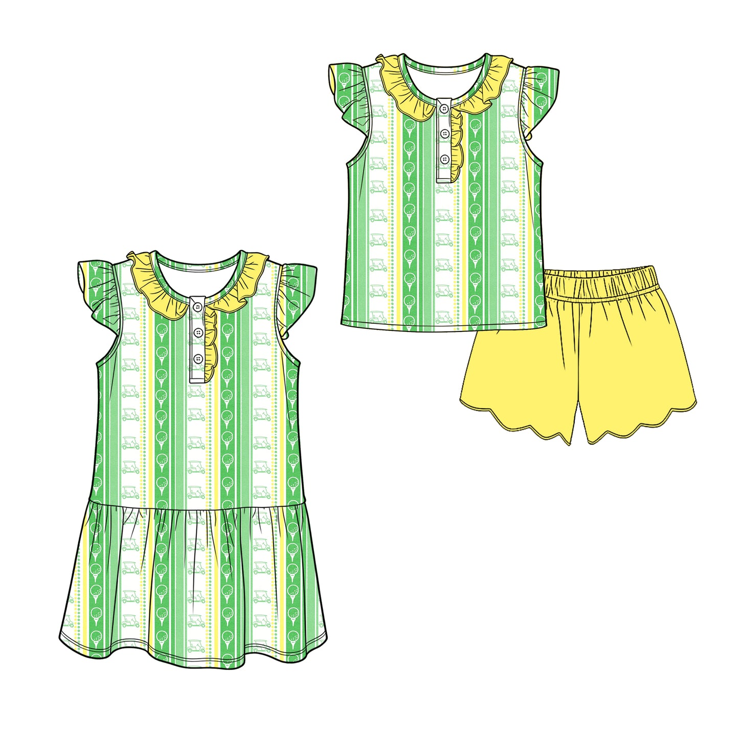 3.13 Custom moq 5 mix size Sibling Baby Girl's Top with Flying Sleeves And Yellow Shorts Set Dress with Flying Sleeves