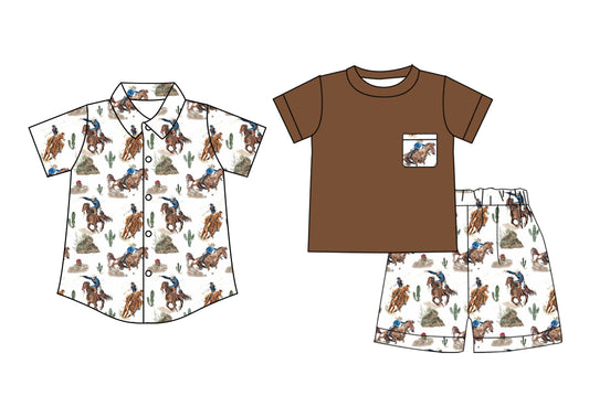 4.18 custom each style moq 5eta 4-6week Sibling Sister riding horse catcus Sibling Sister baby boy sets and top match family design