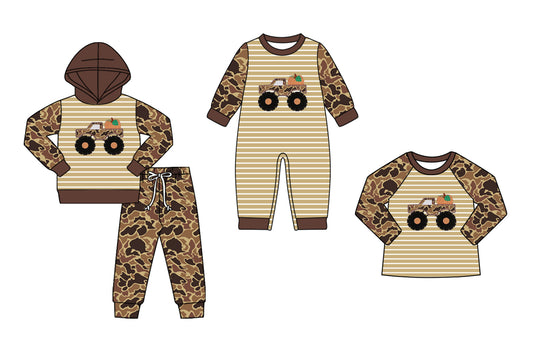 25.7.24 custom each style moq 5eta 4-6week Sibling Sisters pumpkin baby boy long sleeve pants sets and rompers and top match family design