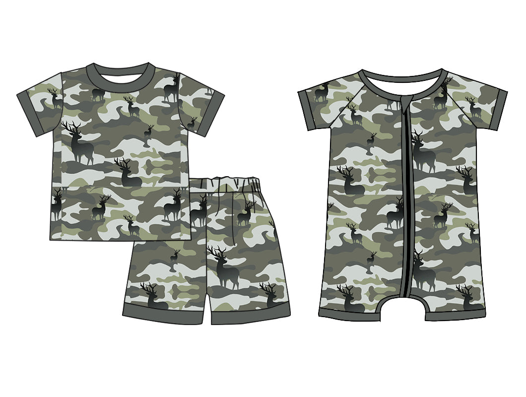 11.20 custom each style moq 5eta 4-6week Sibling Sister deer camouflage baby girl short sleeve shorts sets and rompers match design
