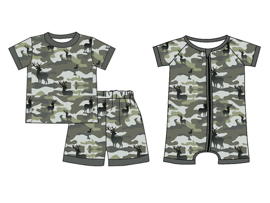 11.20 custom each style moq 5eta 4-6week Sibling Sister deer camouflage baby girl short sleeve shorts sets and rompers match design