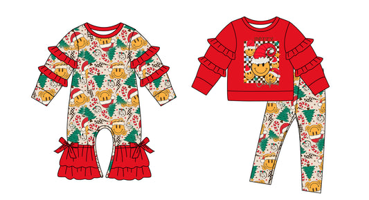 25.5.8 custom each style moq 5eta 4-6week Sibling Sisters Christmas red baby girl long sleeve pants sets and rompers match family design