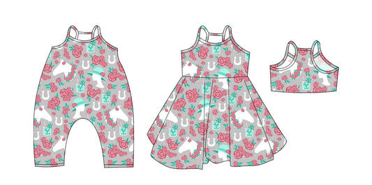 3.19 custom each style moq 5eta 4-6week Sibling Sisters floral baby girl short sleeve dress and rompers match family design
