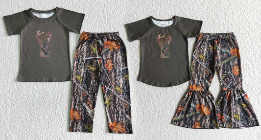 Baby Girls boys bark deciduous print gray Family siblings set