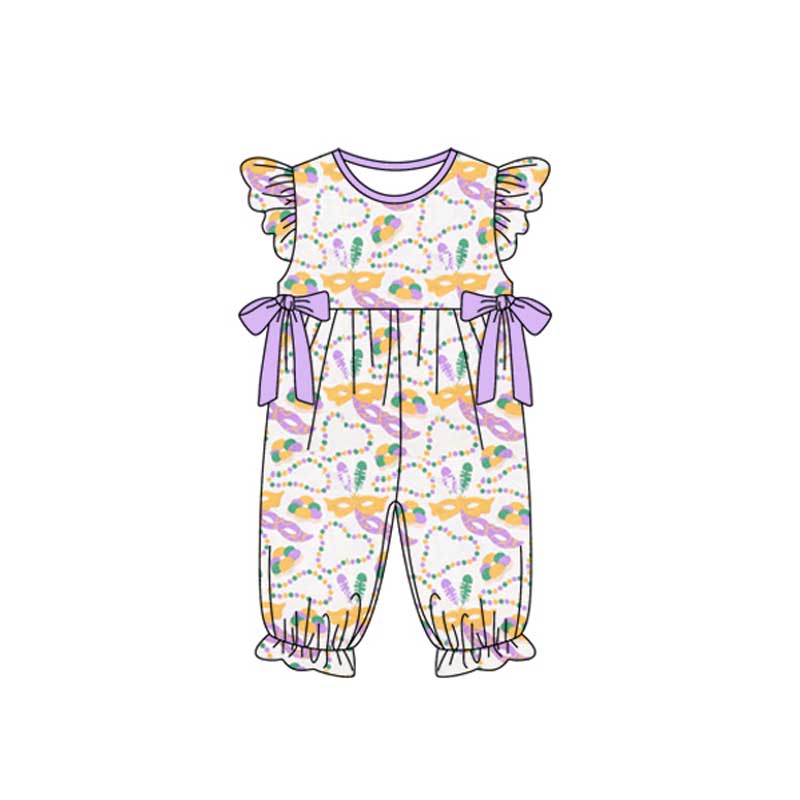 11.1 custom each style moq 5eta 4-6week Sibling Sister mardi gras purple baby girl sets and dress and rompers match family design