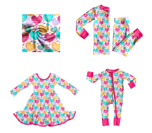 25.9.8 custom each style moq 5eta 4-6week Sibling Sisters love baby girl long sleeve pants sets and dress and rompers match family design