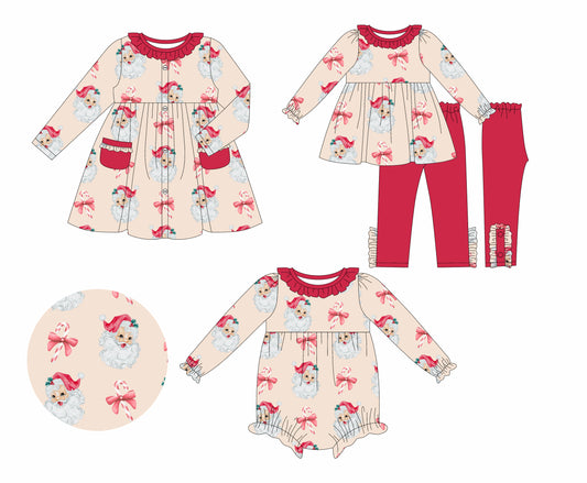 25.6.3 custom each style moq 5eta 4-6week Sibling Sisters Christmas bow baby girl long sleeve pants sets and dress and rompers match family design