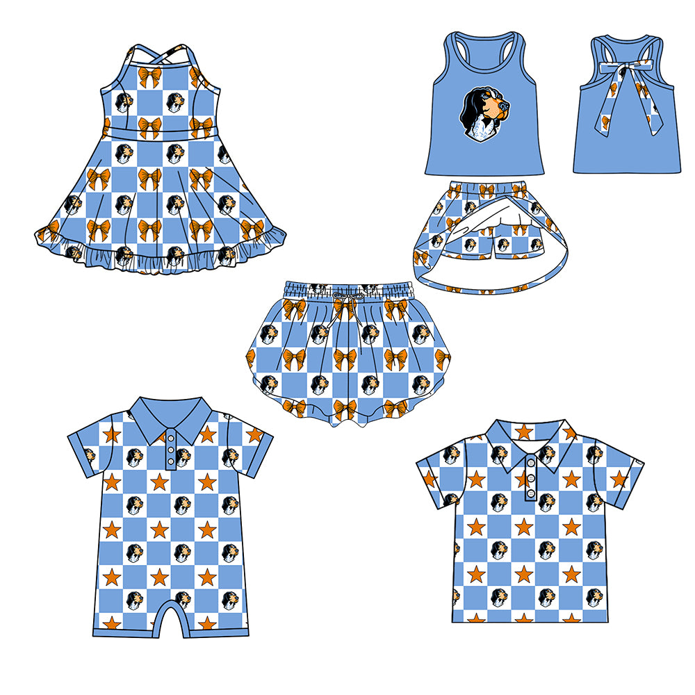 Custom moq 5 mix size milk silk summer teams Baby Girl Sleeveless Top Skirts Set Dress And Shorts Yoga Checked Outfit Boy's Checked Short-Sleeved Polo Shirt And Romper