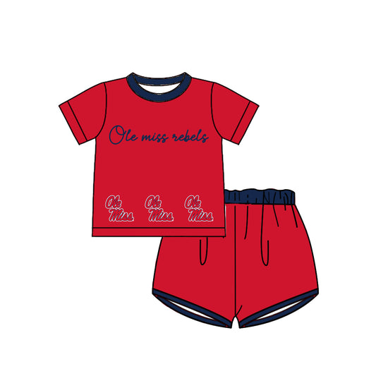 Custom moq 5 each style eta 6-8weeks baby boy clothes team red short sleeve shorts sets-25.10.14