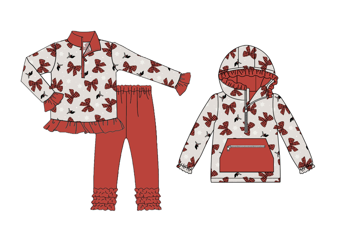 25.8.22 custom each style moq 5eta 4-6week Sibling Sisters bow baby girl long sleeve pants sets and top match family design