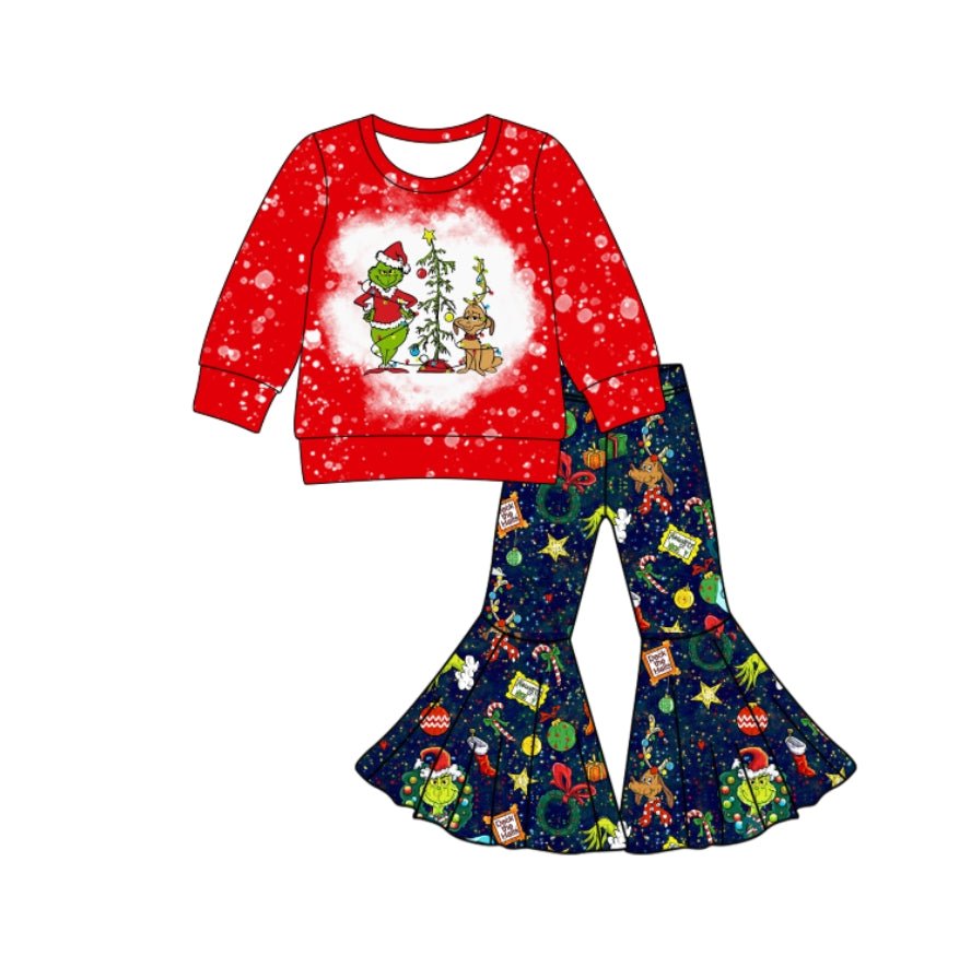 25.8.19 custom each style moq 5 eta 4-6week Sibling Sisters Christmas baby girl long sleeve pants sets 4