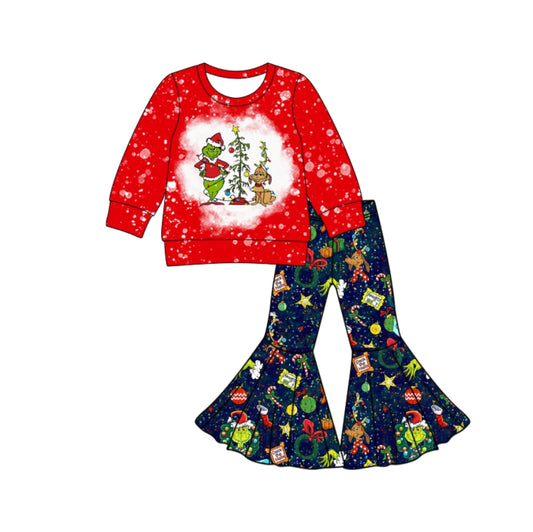 25.8.19 custom each style moq 5 eta 4-6week Sibling Sisters Christmas baby girl long sleeve pants sets 4