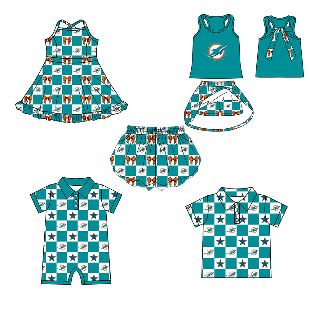 Custom moq 5 mix size milk silk summer teams Baby Girl Sleeveless Top Skirts Set Dress And Shorts Yoga Checked Outfit Boy's Checked Short-Sleeved Polo Shirt And Romper
