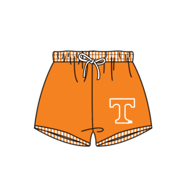 Custom moq 5 mix size milk silk summer teams baby girl boys clothes Orange Two-Piece Swimsuit Set One Piece Swimsuits boy swim trunks