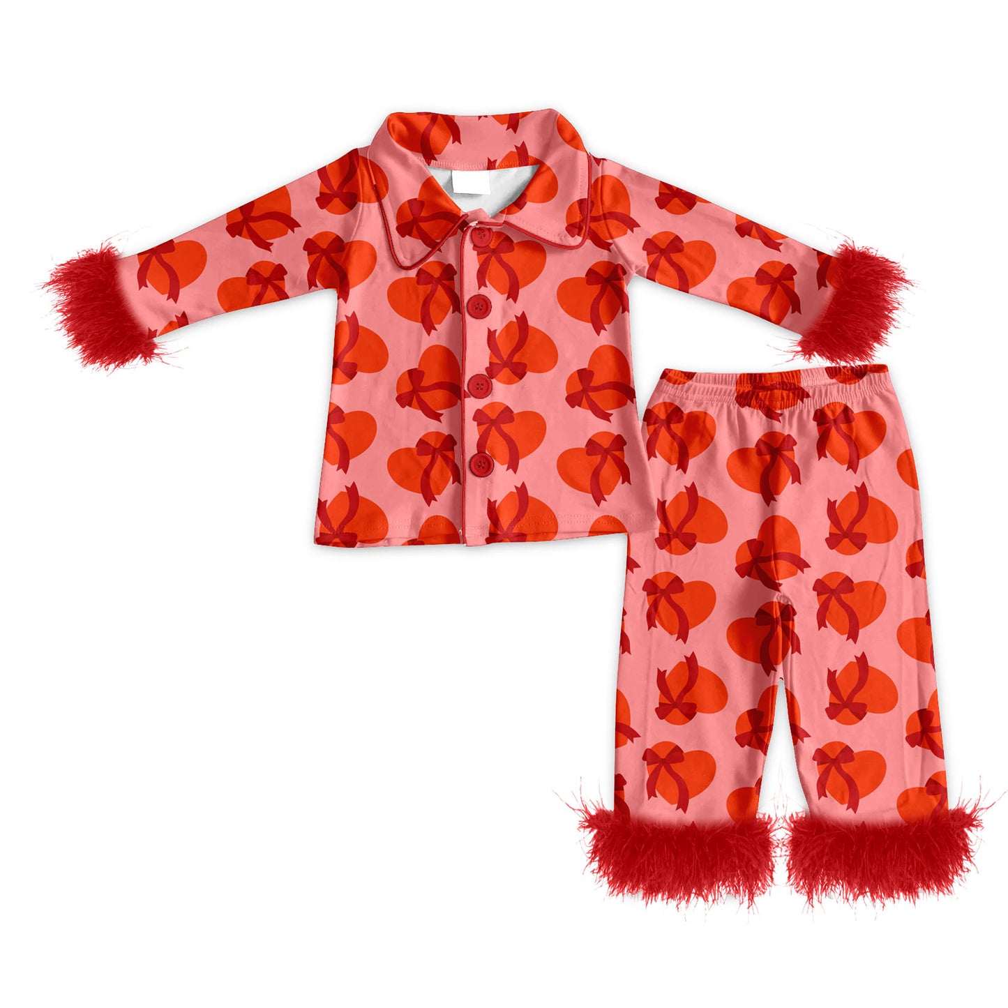 25.11.25 custom each style moq 5 eta 6-8week Sibling Sisters love bow plush baby girl clothes long sleeve pants sets