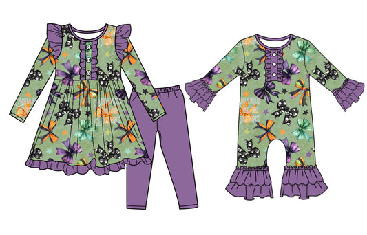 25.6.26 custom each style moq 5eta 4-6week Sibling Sisters bow baby girl long sleeve pants sets and rompers match family design