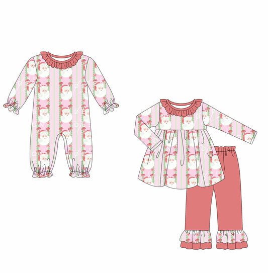 25.6.11 custom each style moq 5eta 4-6week Sibling Sisters Christmas baby girl long sleeve pants sets and rompers match family design