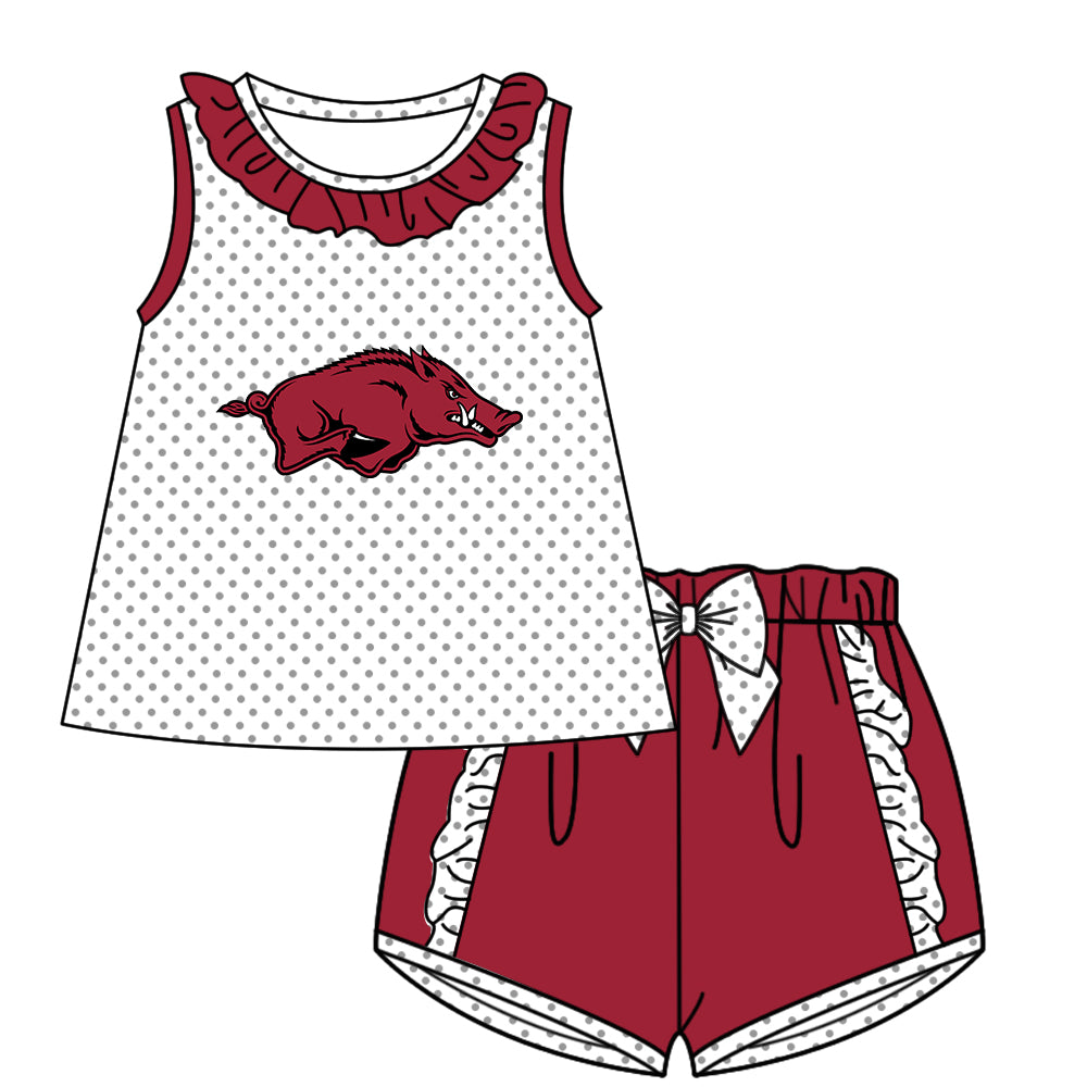 Custom moq 5 mix size milk silk summer teams baby girl boys clothes dark red short sleeve shorts sets 2 and pants sets and rompers 2 series