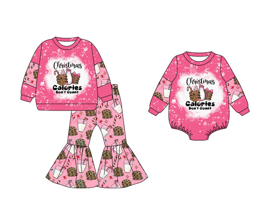 25.7.30 custom each style moq 5eta 4-6week Sibling Sister Christmas baby girl long sleeve pants sets and rompers match family design