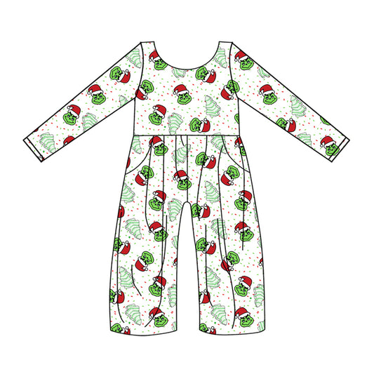 8.30 custom each style moq 5eta 4-6week baby girls clothes Christmas green long sleeve baby girls jumpsuit