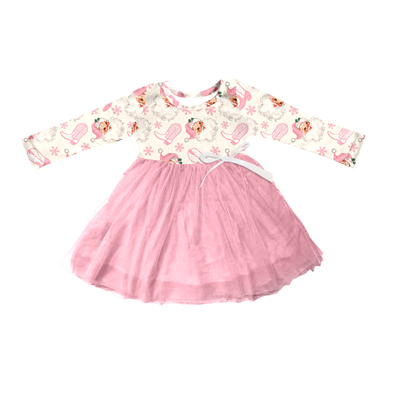 5.22custom each style moq 5eta 4-5week Sibling Sister Christmas Santa Claus pink girls outfits and dress match family design
