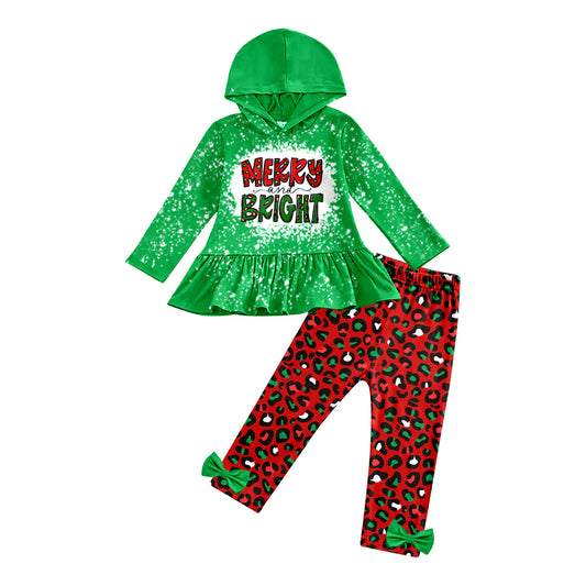 6.12 custom each style moq 5eta 4-5week Sibling Sister green red leopard girls hooded sets and BABE sets match family design