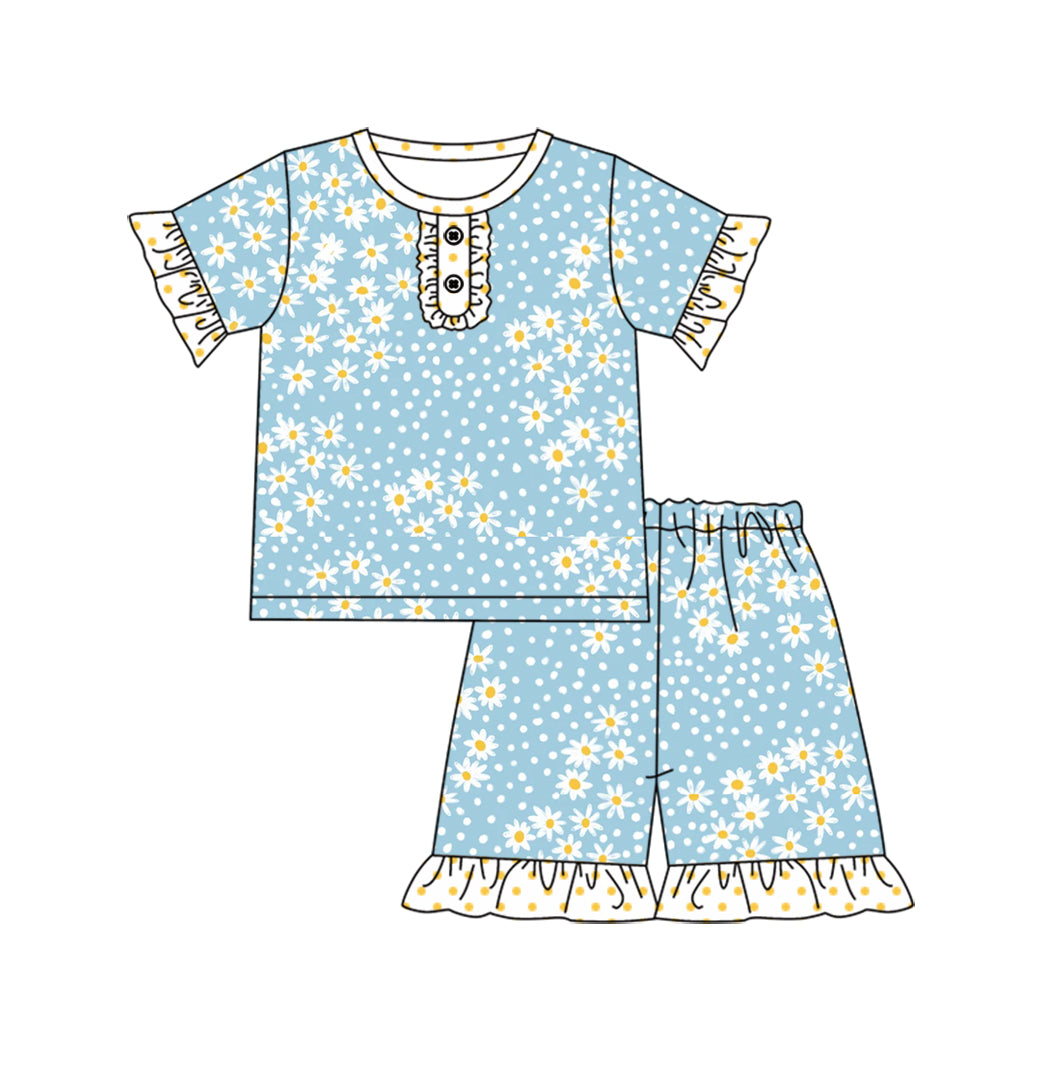 11.3 custom each style moq 5eta 4-6week Sibling Sister floral baby girl short sleeve shorts sets 1 and sets 2 match design