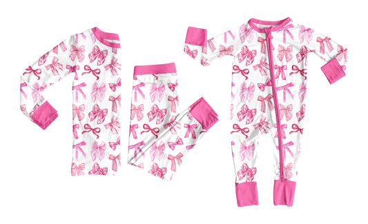 25.7.18 custom each style moq 5eta 4-6week Sibling Sister bow pink baby girl long sleeve pants sets and rompers match family design
